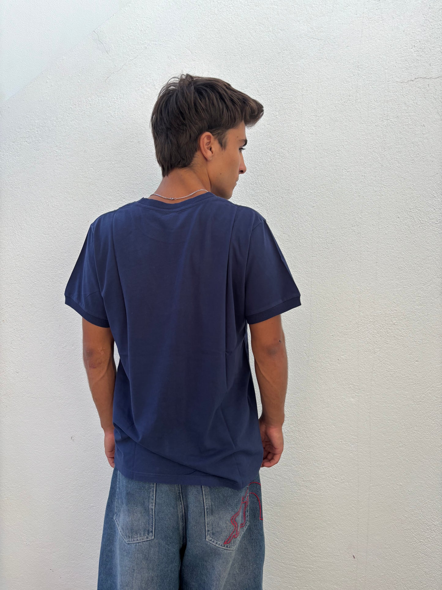 RETRO SADHU – INDIGO / SAFFRON TEE