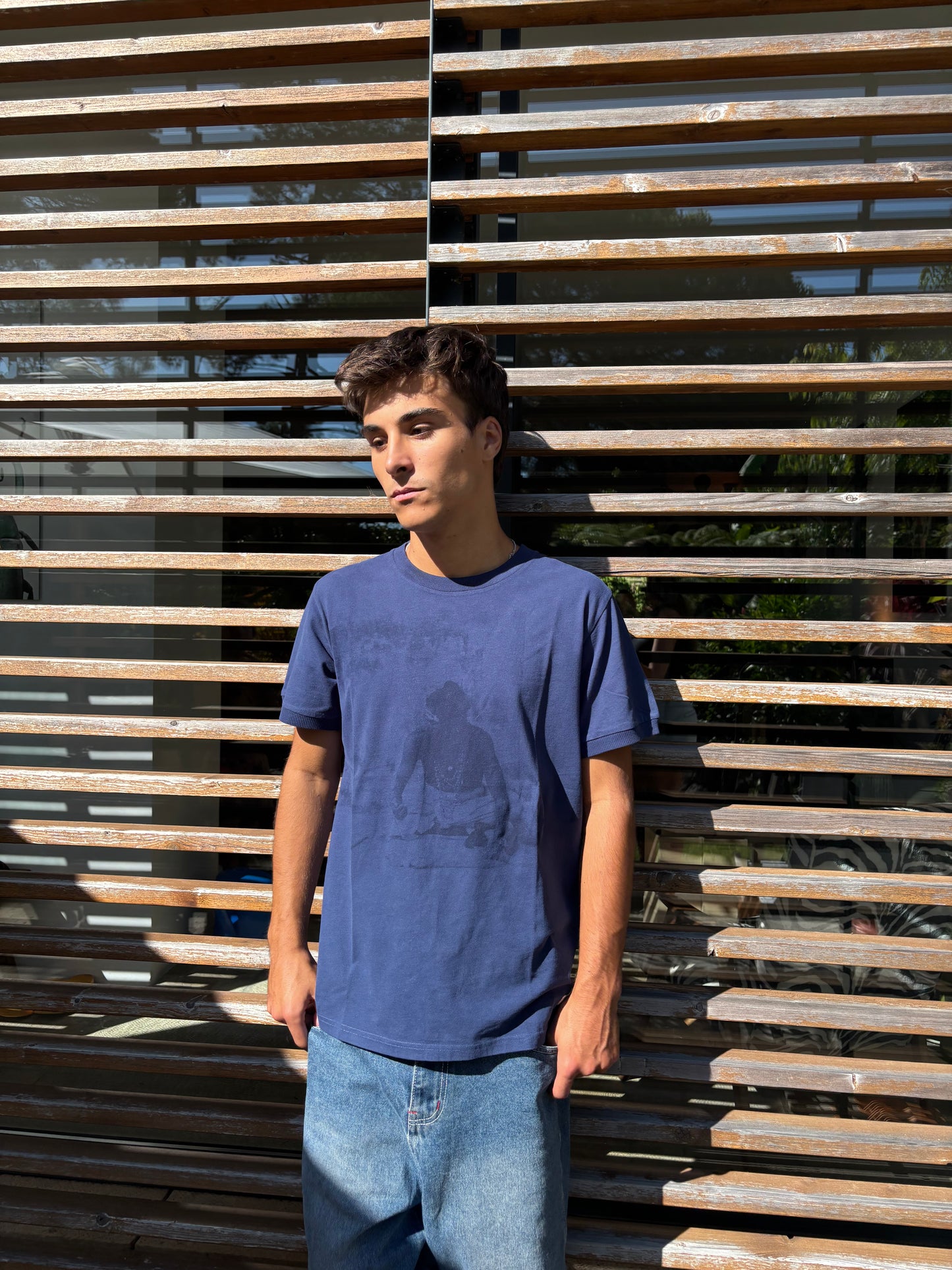 RETRO SADHU – INDIGO / SAFFRON TEE