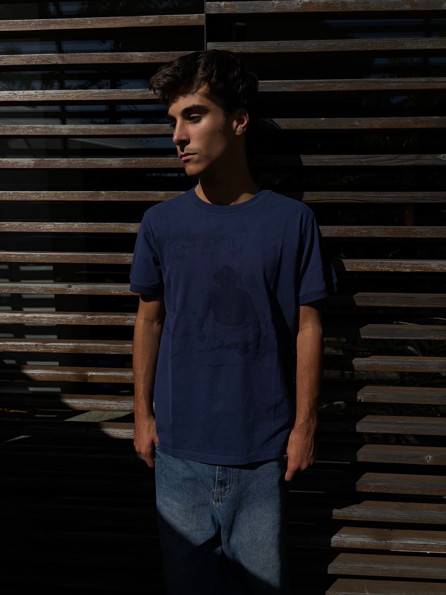 RETRO SADHU – INDIGO / SAFFRON TEE