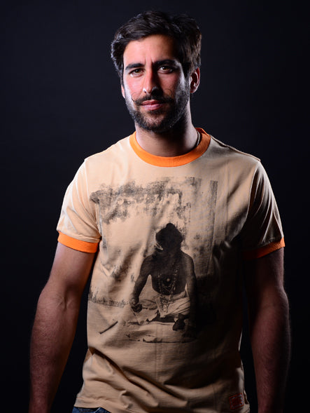 RETRO SADHU – INDIGO / SAFFRON TEE