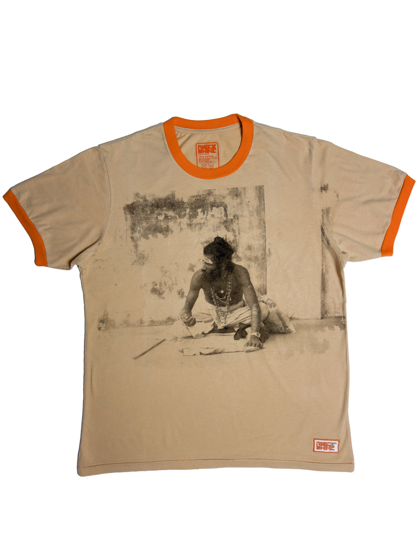 RETRO SADHU – INDIGO / SAFFRON TEE