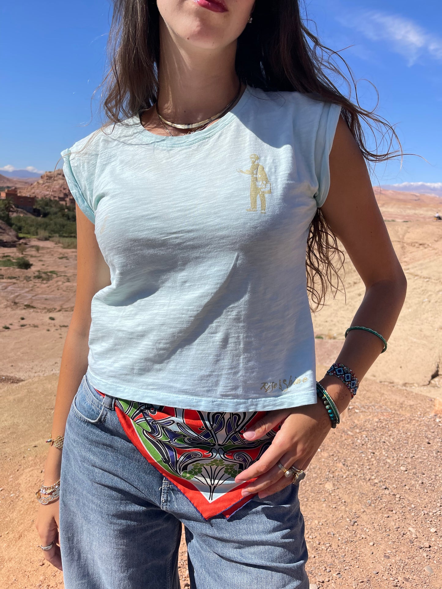 PHNOM PEHN POSTMAN TEE - BLEACHED ACQUA, AIR BLUE, ASPHALT, WHITE LILY